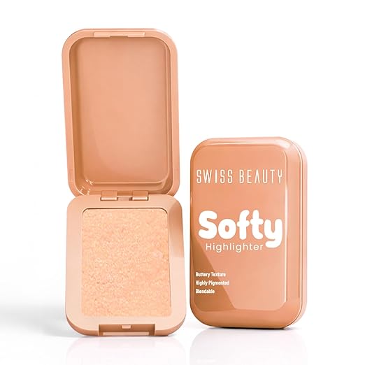 Swiss Beauty Softy Highlighter | Buttery Texture | Blendable | Highly Pigmented | Long-Lasting | Travel-Friendly | 7g, Shade- 1. Almond