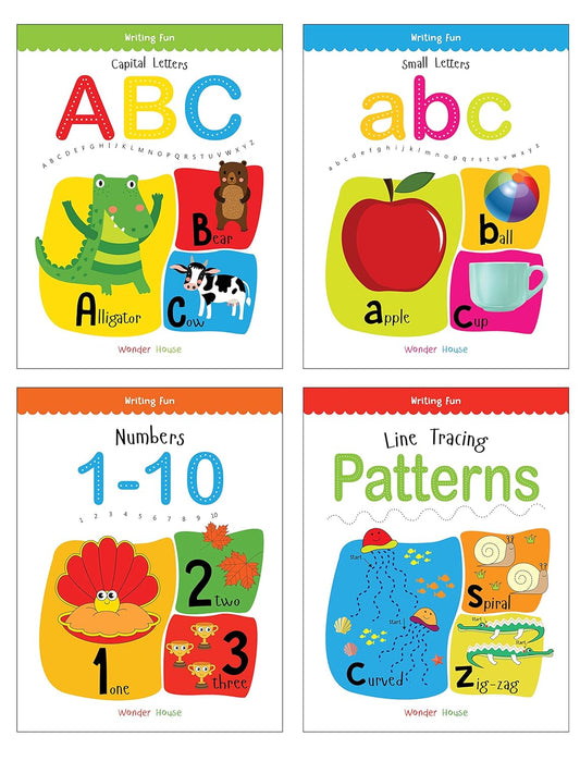 Writing Practice Workbooks - Pack of 4 Early Writing Books for Kids | Hardcover