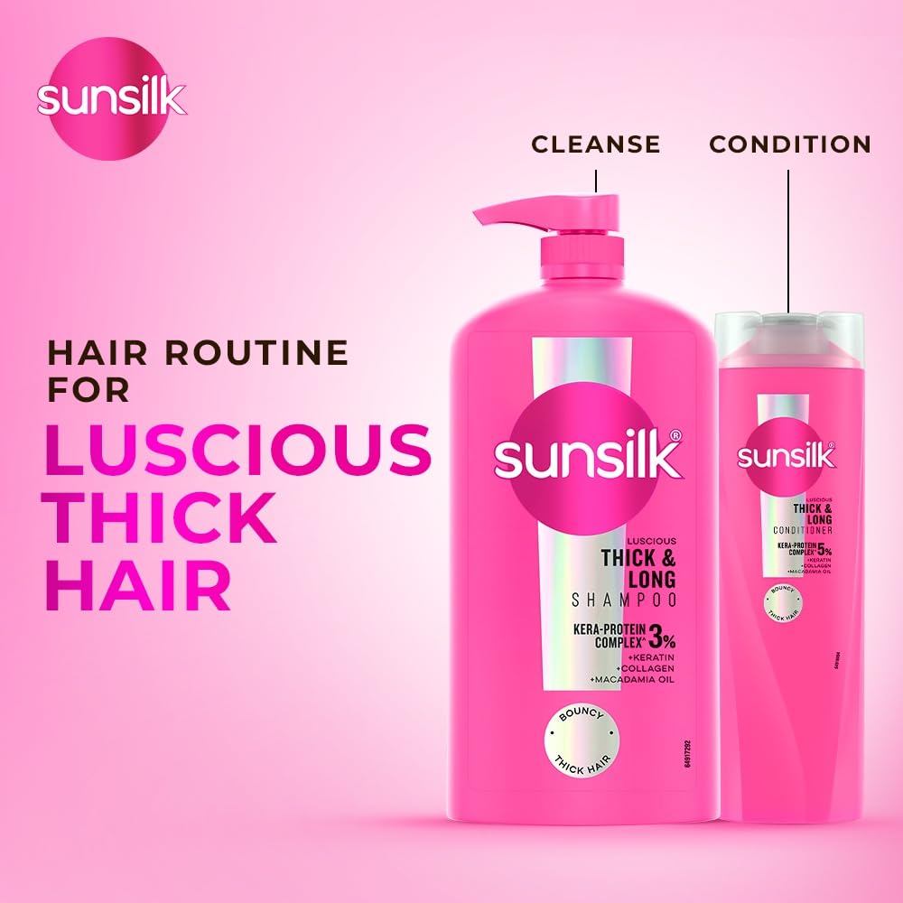 Sunsilk Luscious Thick & Long Shampoo 1L || with 3% KERA-PROTEIN COMPLEX for Thicker, Fuller & Bouncier Hair