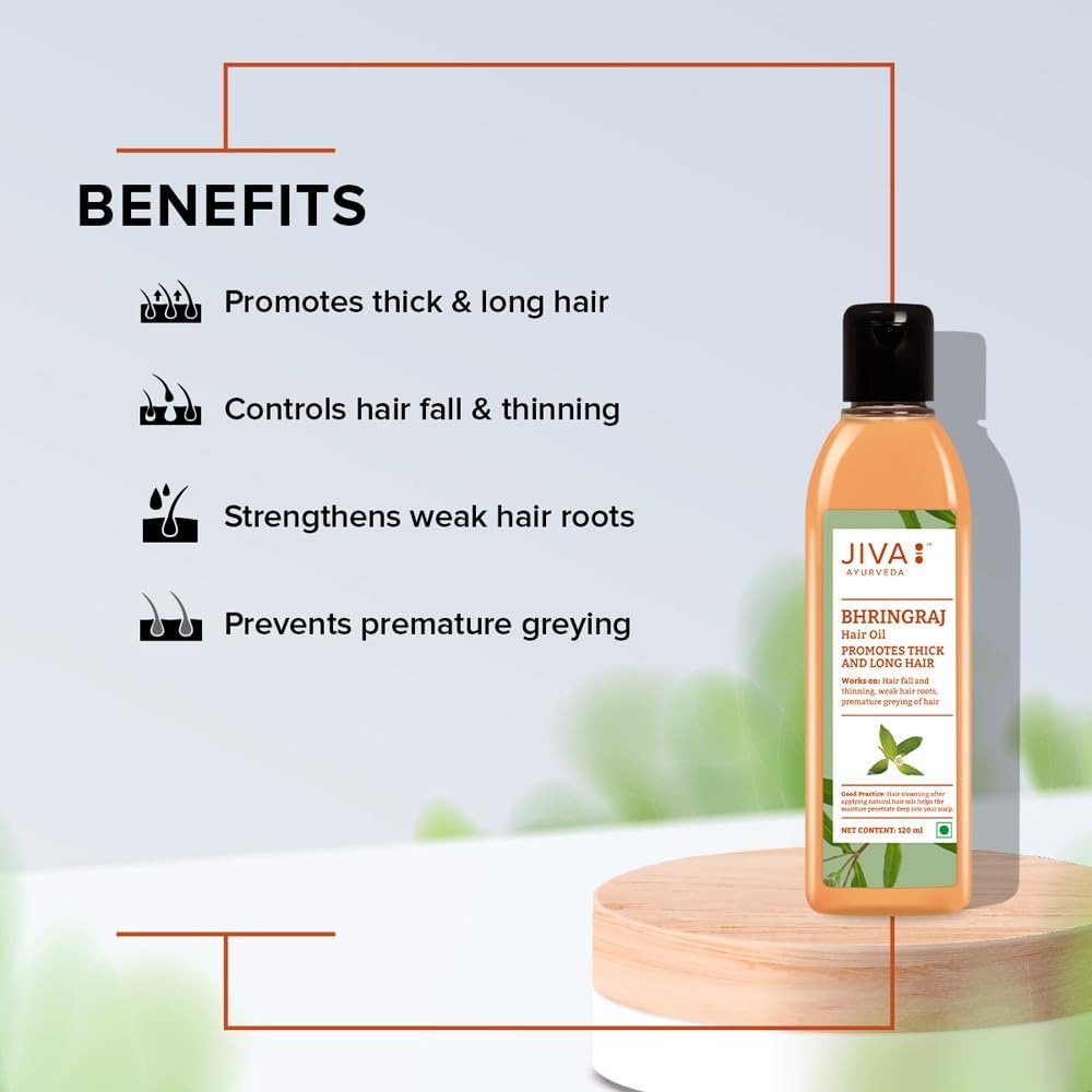 JIva Ayurveda Bhringraj Hair Oil (120ml) For Hair Growth, hair loss, hair damage, premature greying of hair