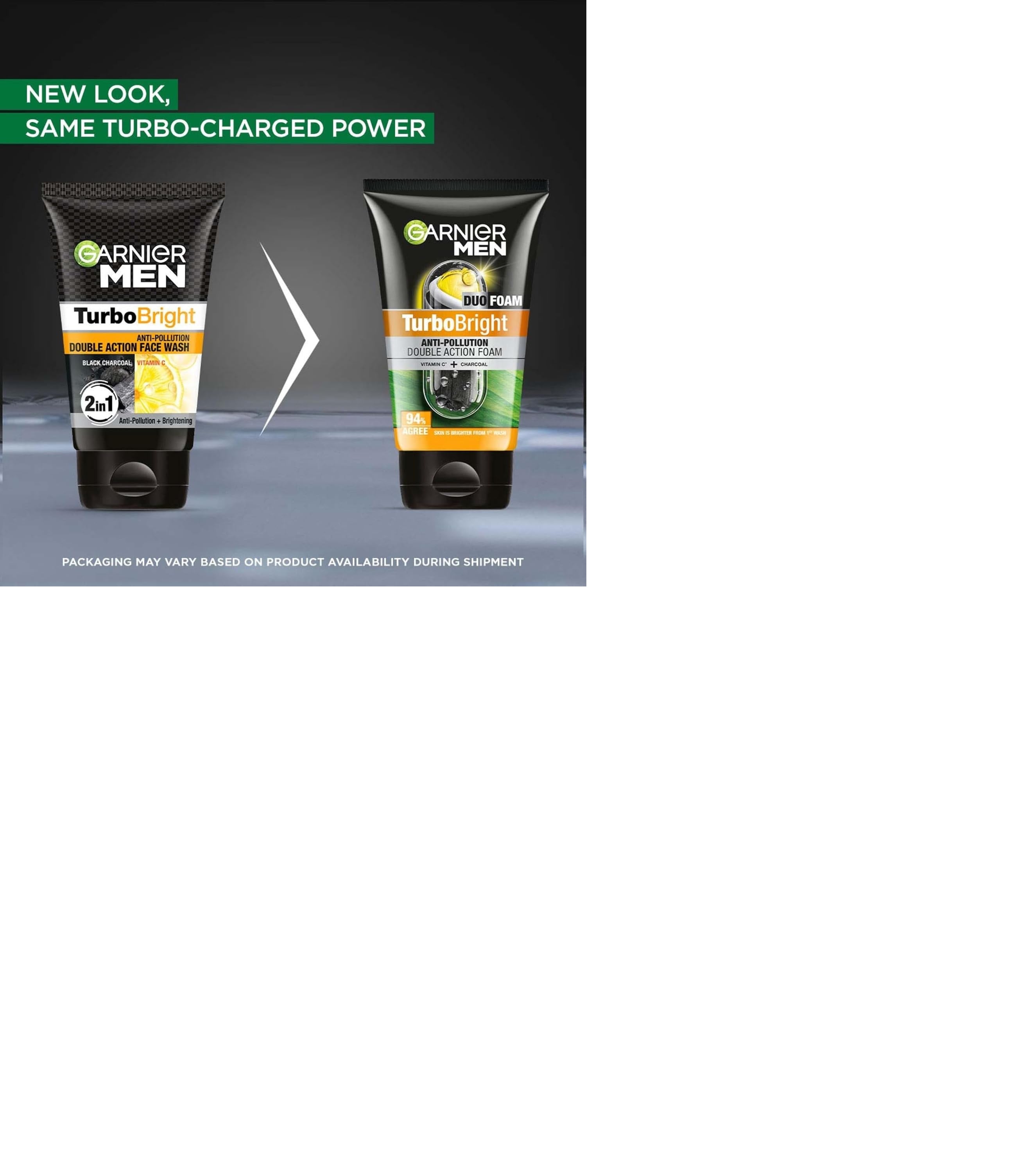 Garnier Men Power White Anti-Pollution Double Action Facewash, 100gm