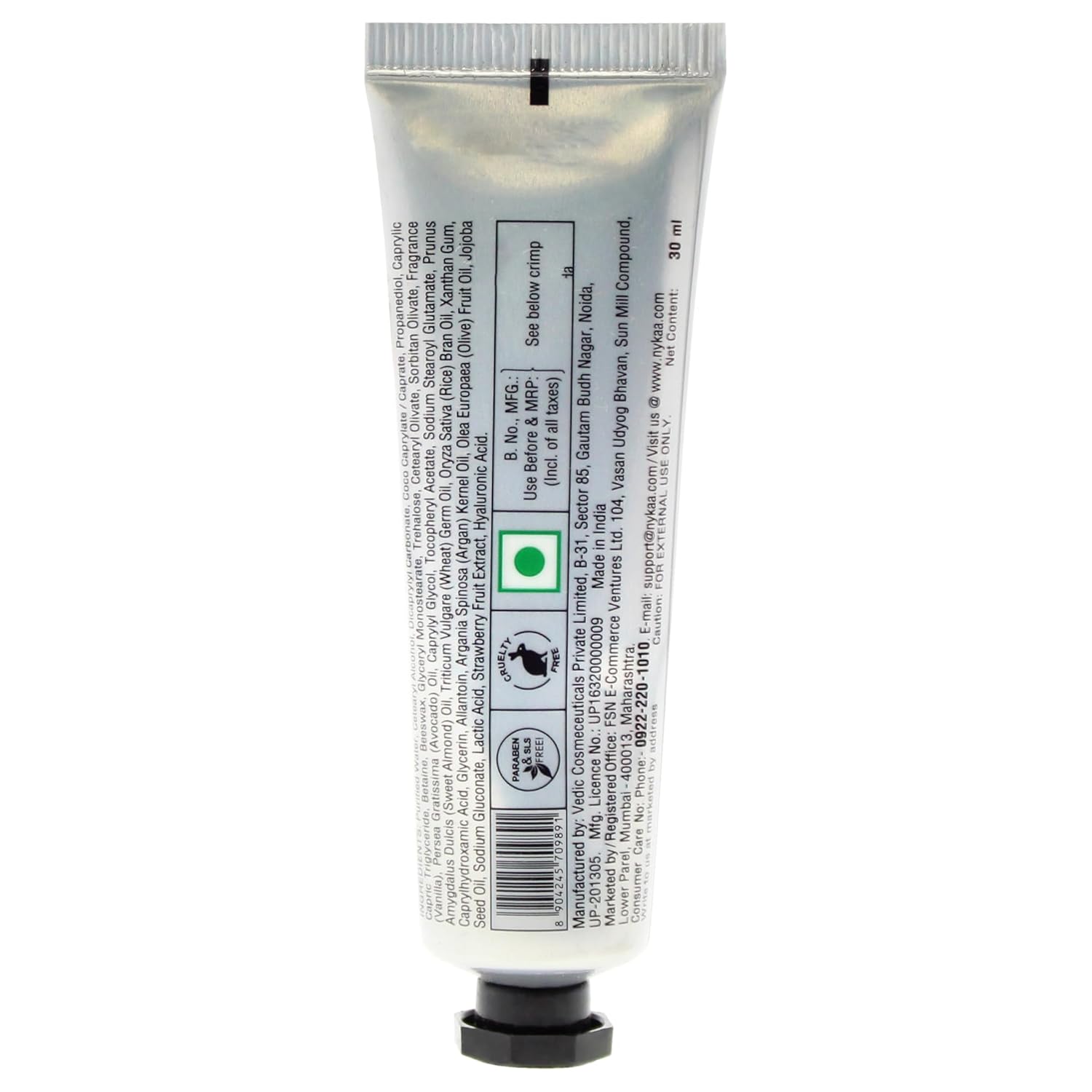 Nykaa Naturals Strawberry & Vanilla Hand & Nail Creme, 30ml|