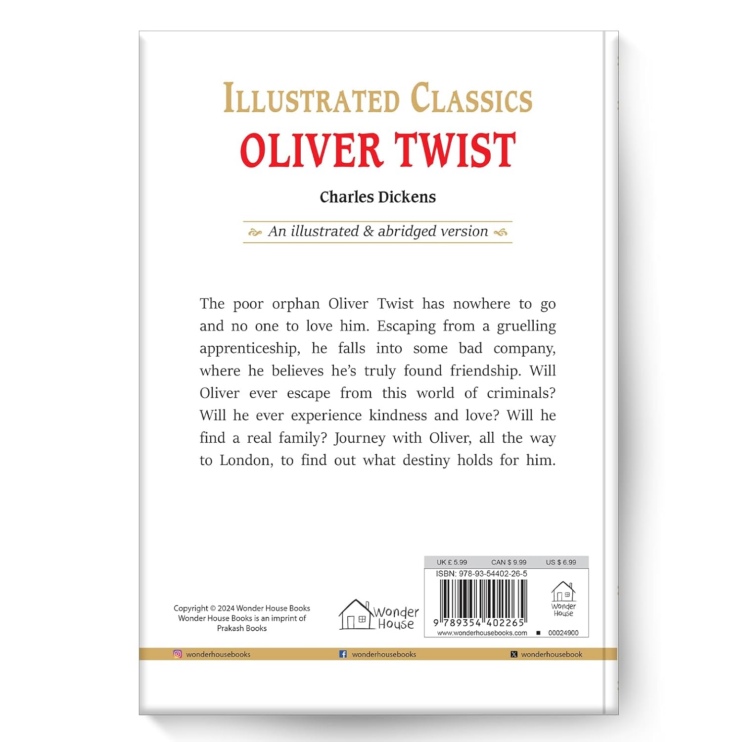 Oliver Twist : Illustrated Abridged Children Classics English Novel with Review Questions Hardcover Book