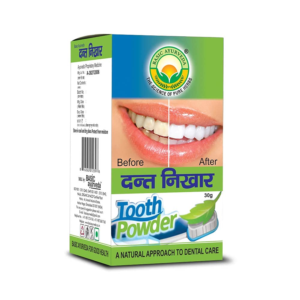 Basic Ayurveda Dant Nikhar Manjan 30g For manage dental neuralgia and decaying teeth, bleeding gums