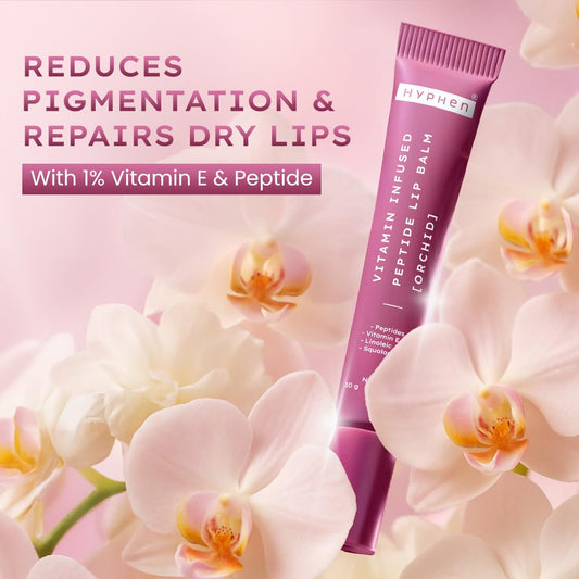 Hyphen Tinted Lip Balm ,Brightens Dark & Dry Lips - 1% Vitamin E, Peptide & Squalane - Orchid, Mauve (10g)