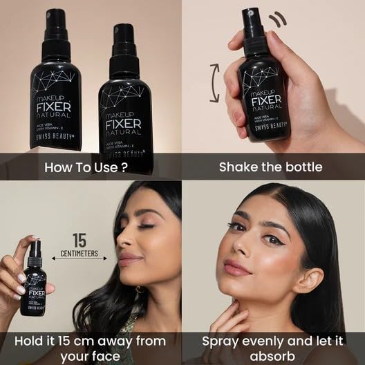 Swiss Beauty Long lasting Misty Finish Professional Makeup Fixer Spray for Face makeup | With Aloe Vera and Vitamin- E | Light weight, quick dry makeup Setting spray |50 ML|