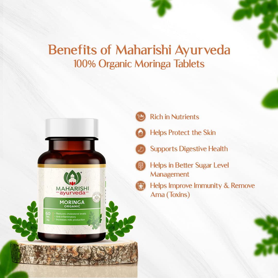 Maharishi Ayurveda Organic Moringa Tablet For pain and inflammation in joints, digestion and metabolism