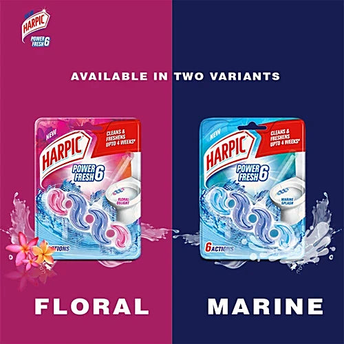 Harpic Power Fresh 6 Toilet Cleaner Rim Block - Floral Delight, 35 g