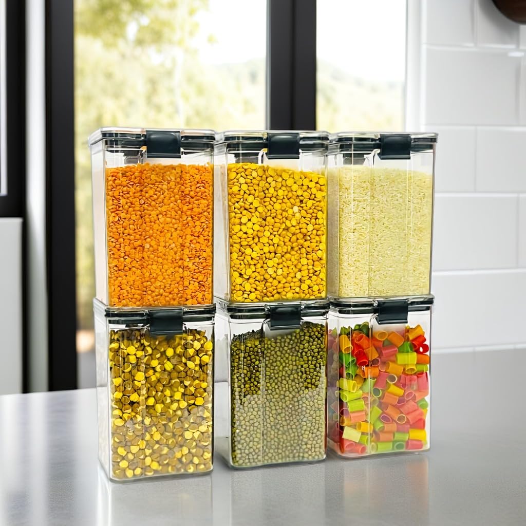 Airtight Nuts Storage Containers – Big Size Plastic Dal Container Set for Kitchen Storage