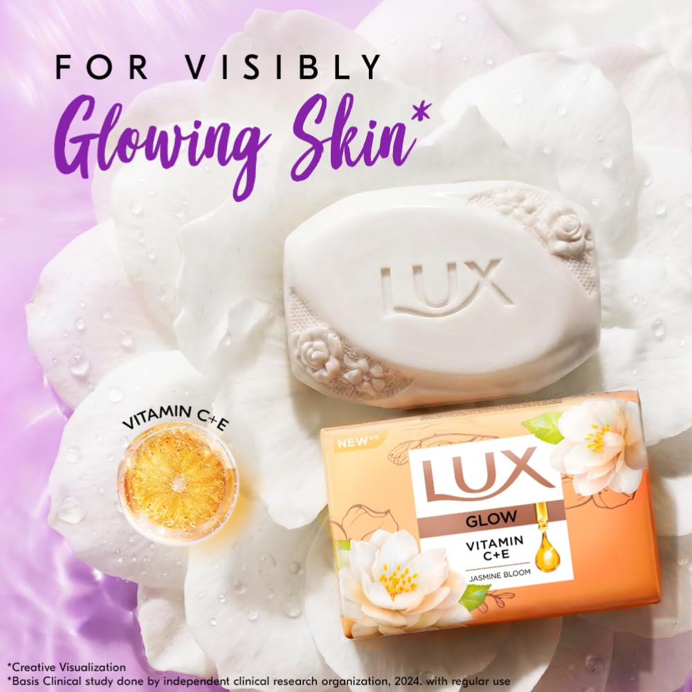 Lux Flaw-less Glow Bathing Soap infused with Vitamin C & E | For Superior Glow | 150g x 3 (Pack of 2)