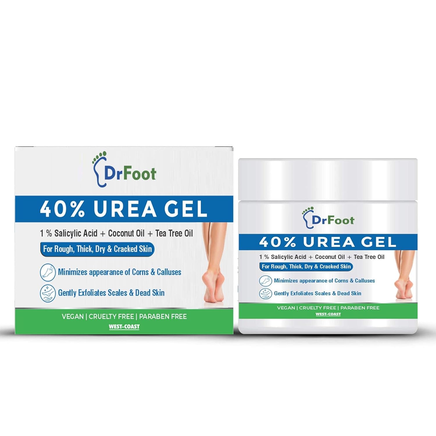 Dr Foot 40% Urea Gel with 1% Salicylic Acid (100 g) For Cracked Rough Dry Dead Skin and Corns