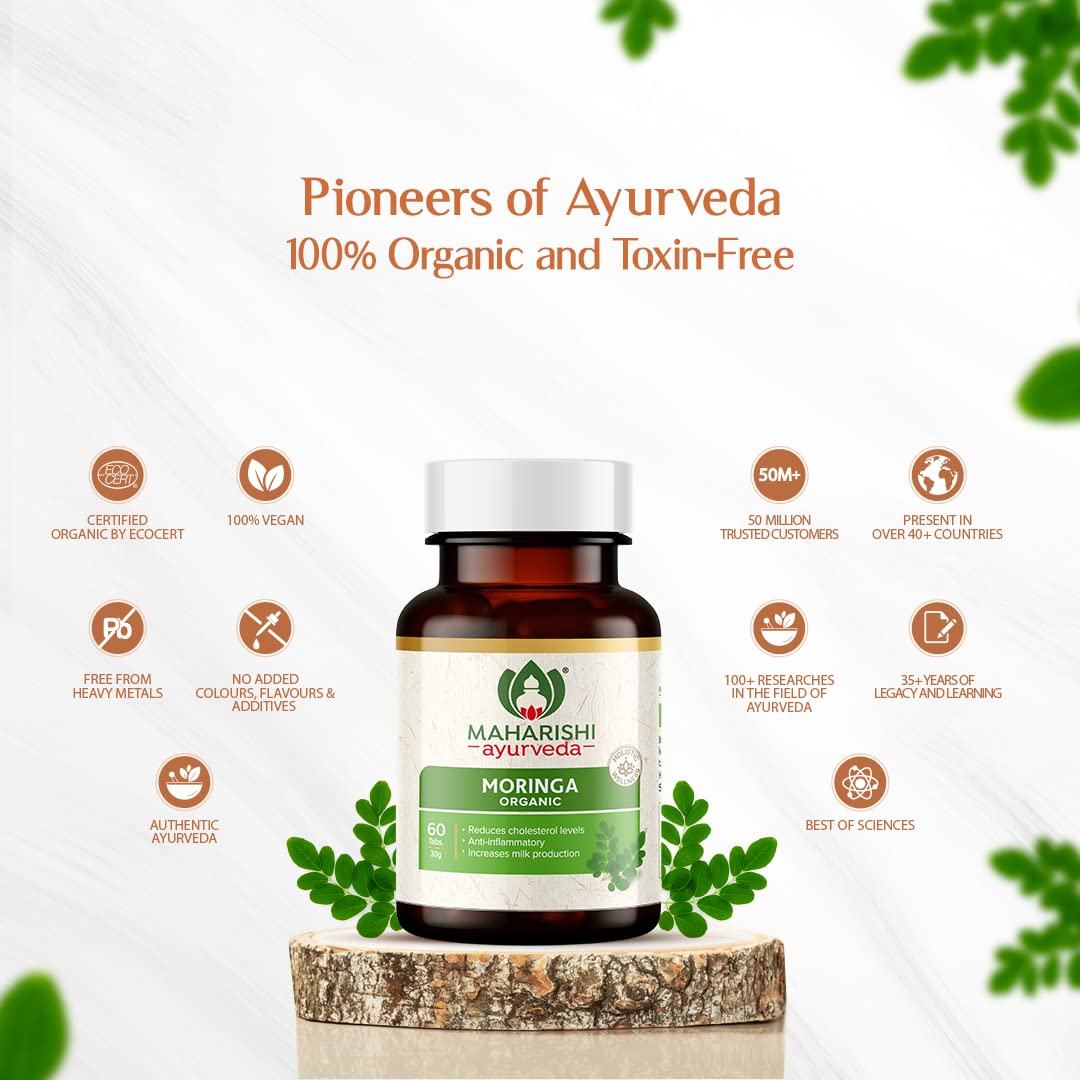 Maharishi Ayurveda Organic Moringa Tablet For pain and inflammation in joints, digestion and metabolism