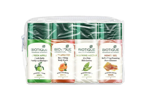 Biotique Travel Kit - combo ( Includes Green Apple, Bio Apricot, Morning Nectar & Honey Gel )