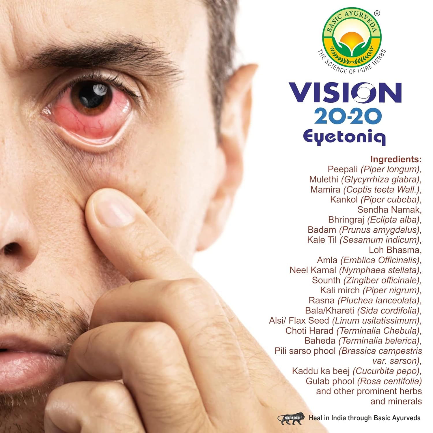 Basic Ayurveda Vision 20-20 Eyetoniq 450 ml For dull pain with burning, Blurring vision, oedema