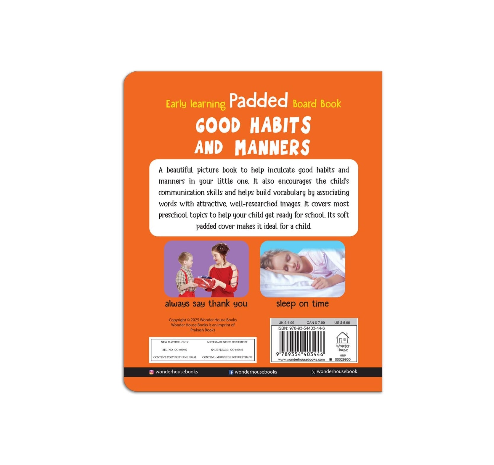 My First Padded Book of Good Habits and Manners: Early Learning Board Book for Kids | Durable Padded Board Book | Hardcover