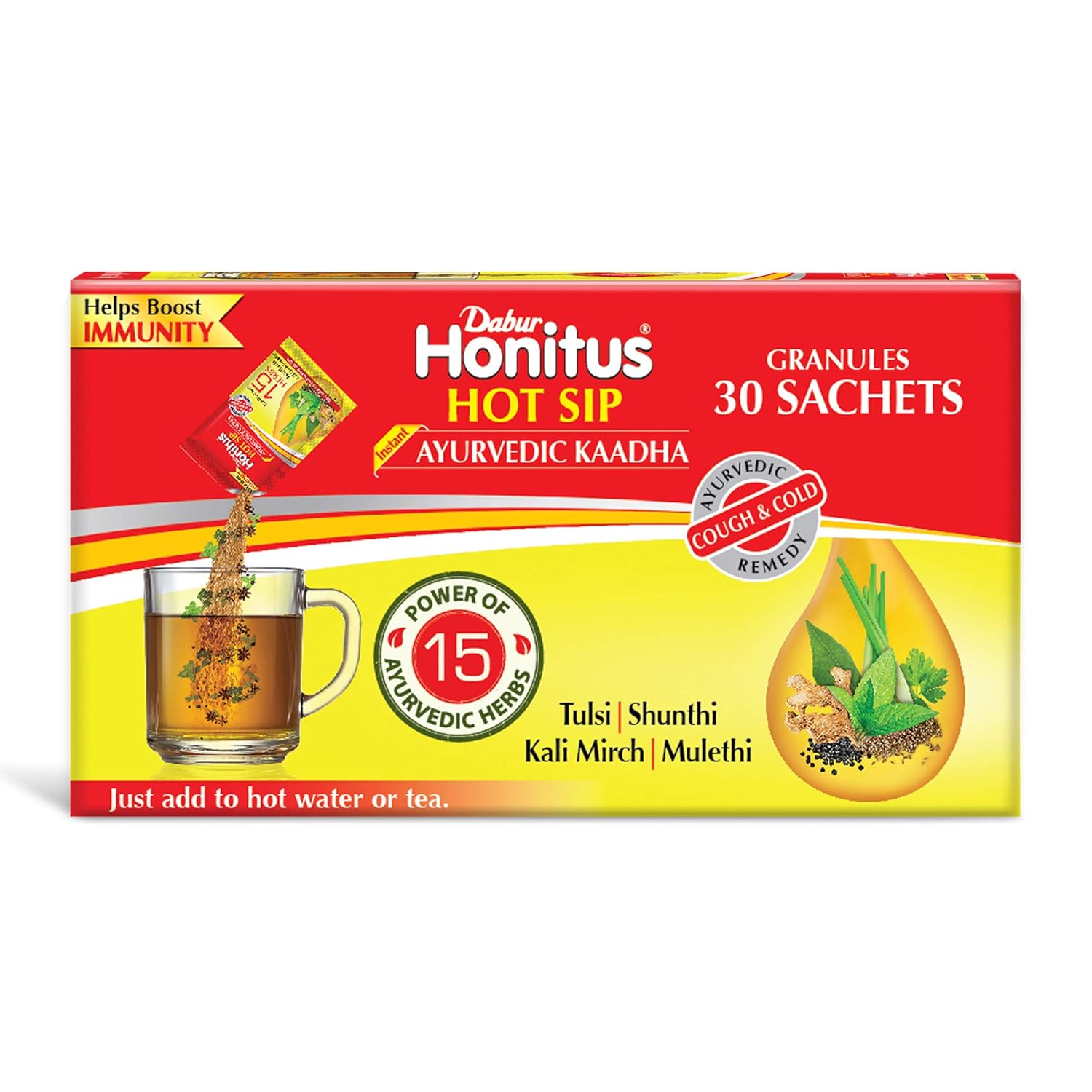 Dabur Honitus Hot Sip Ayurvedic Kaadha (4gm Each) – 30 Sachets cough , cold and viral care