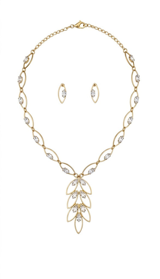 "Aura" Marquise Crystal Foliage Necklace & Earring Suite