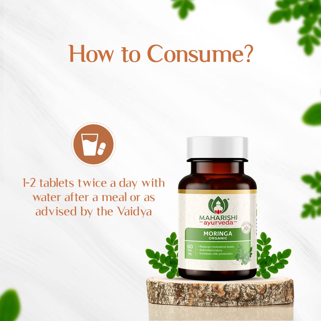 Maharishi Ayurveda Organic Moringa Tablet For pain and inflammation in joints, digestion and metabolism