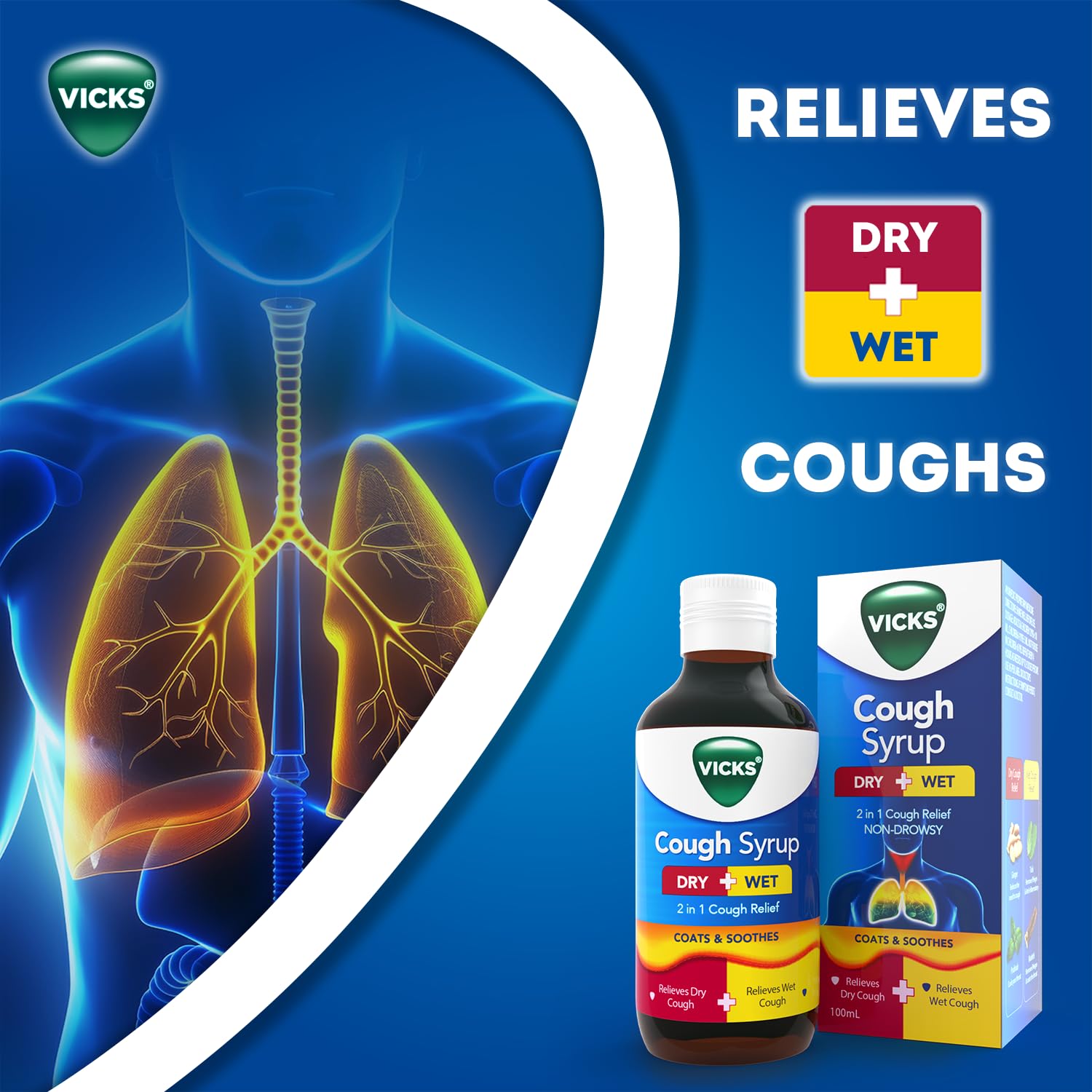 Vicks Cough Syrup, 100ml Bottle