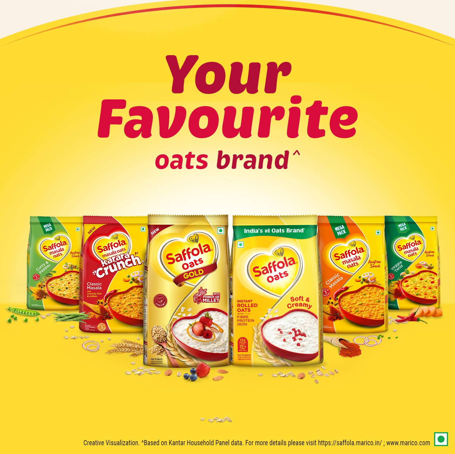 Saffola Oats | 1kg | Instant Rolled |Soft & Creamy |Power of Protein, Iron & Fibre | Nutritious grain[weight may vary]