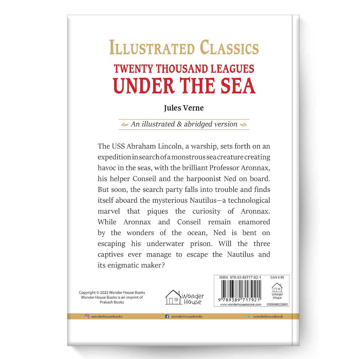 Twenty Thousand Leagues Under The Sea: Illustrated Abridged Children Classics English Novel With Review Questions (Hardback) Book