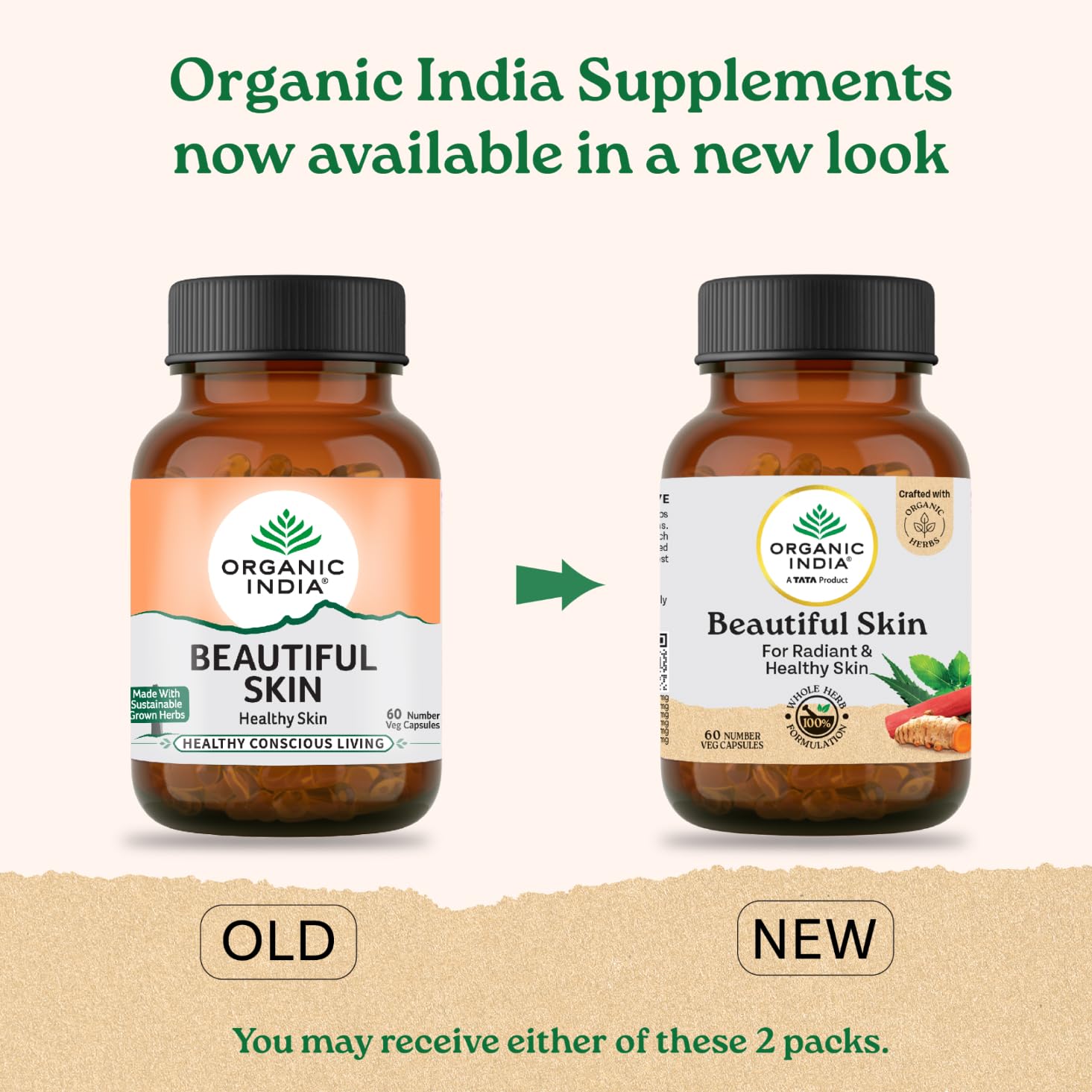 Organic India Beautiful Skin Capsules - 60 Veg Caps, For Healthy, Radiant & Glow, Helps Rejuvenate Skin & Naturally Purify The Blood, GMP & NPOP Certified Organic