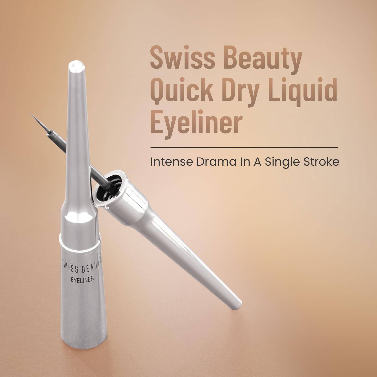Swiss Beauty Jet Black Liquid Eyeliner | Long Lasting | Waterproof | Smudge Proof & One Stroke Application | 4ml