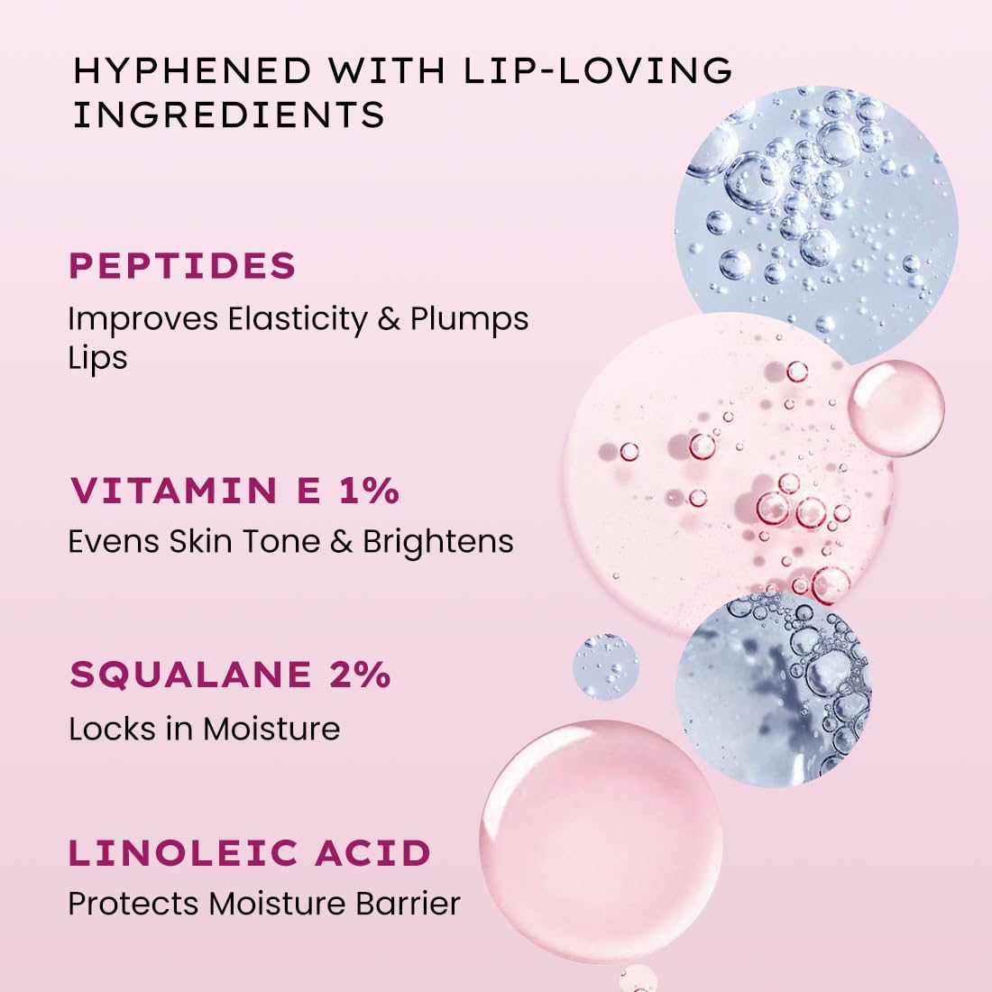 Hyphen Tinted Lip Balm ,Brightens Dark & Dry Lips - 1% Vitamin E, Peptide & Squalane - Orchid, Mauve (10g)