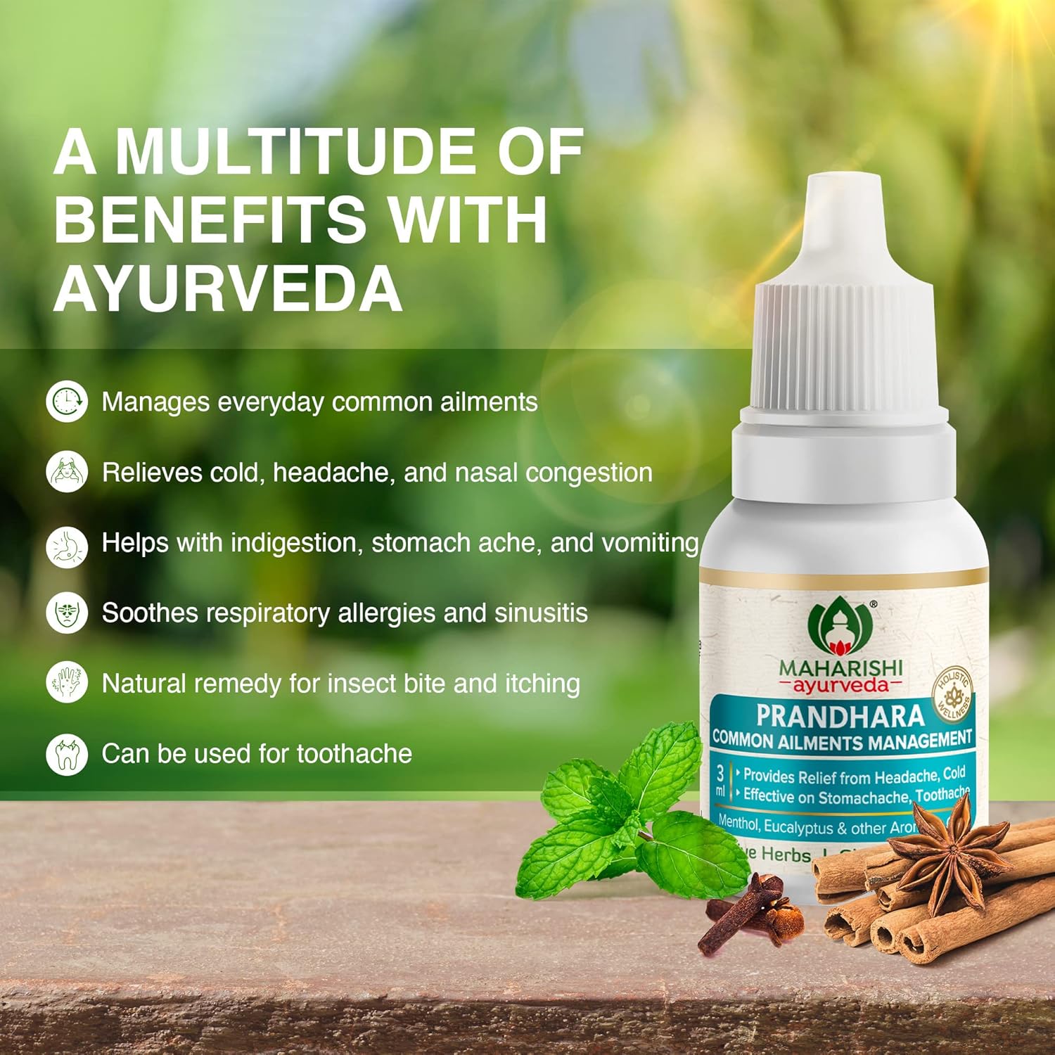 Maharishi Ayurveda Prandhara Drop 3 ml For cold, headache and nasal congestion, , stomach ache and vomiting