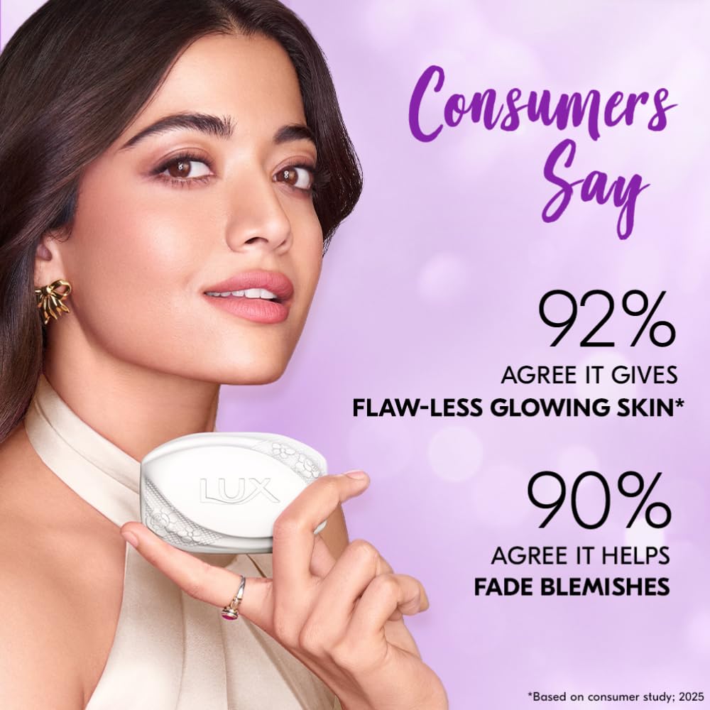 Lux Flaw-less Glow Bathing Soap infused with Vitamin C & E | For Superior Glow | 150g x 3 (Pack of 2)
