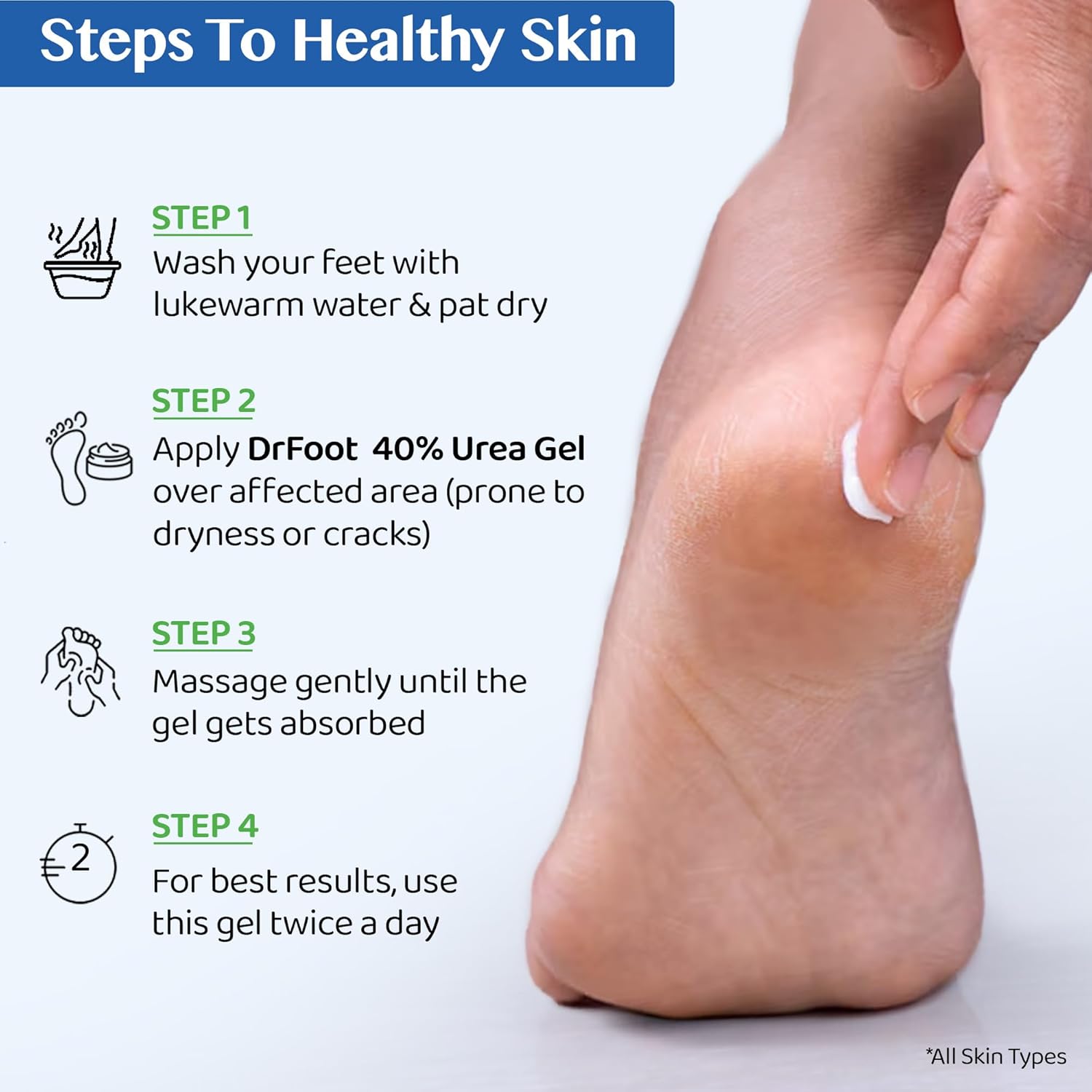 Dr Foot 40% Urea Gel with 1% Salicylic Acid (100 g) For Cracked Rough Dry Dead Skin and Corns
