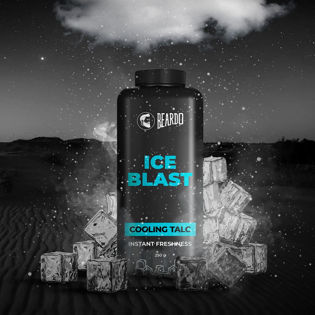 Beardo Ice Blast Cooling Talc , 250g For Instant Freshness | INSTANT ICY COOLING Talcum Powder Men