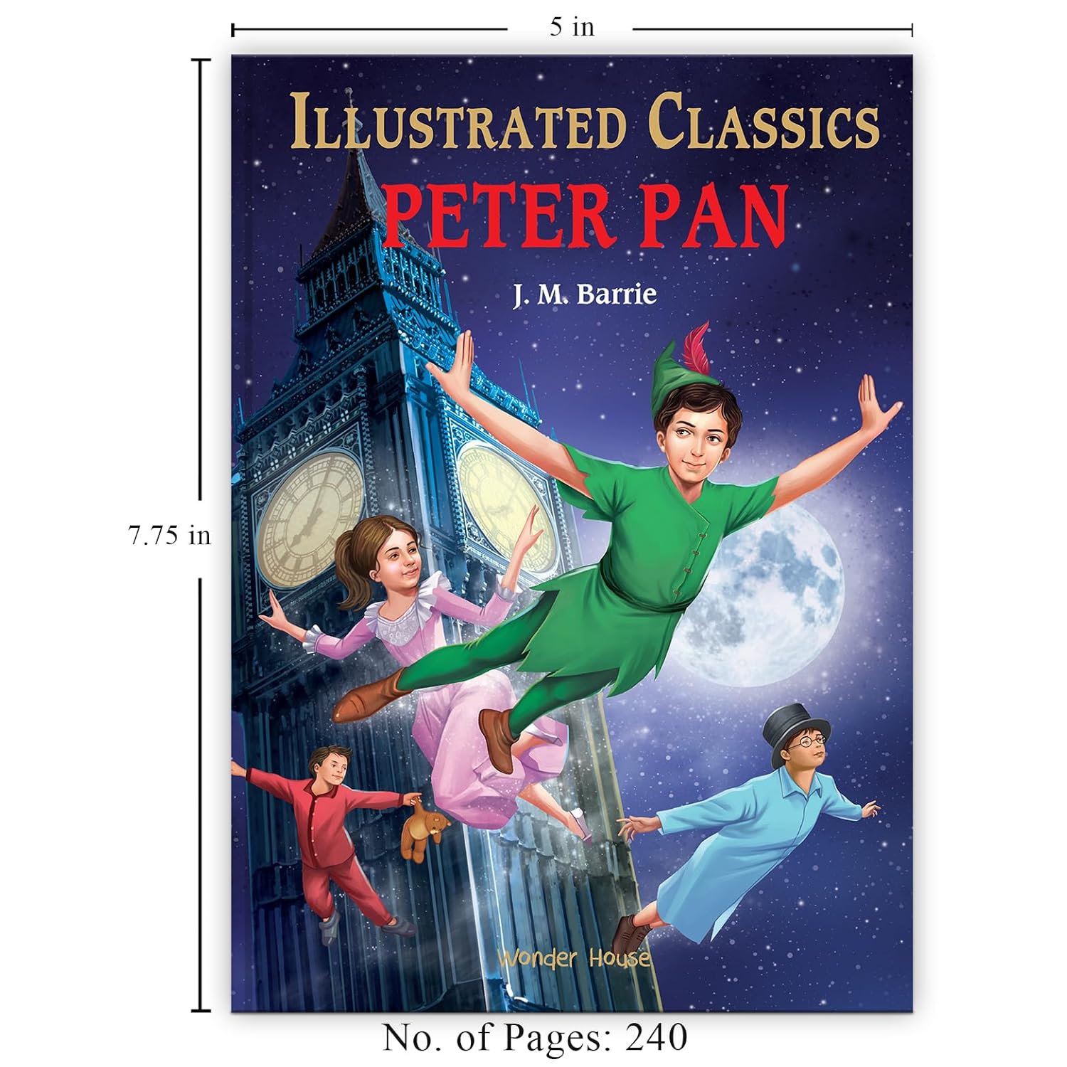 Peter Pan : Illustrated Abridged Children Classics English Novel with Review Questions Hardcover  Book