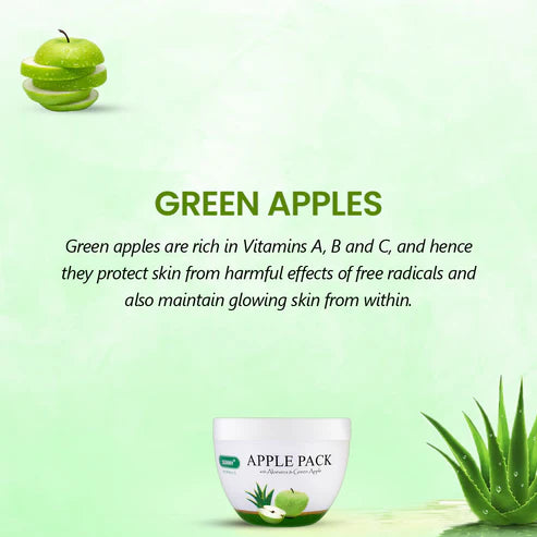 Bakson’s Sunny Apple Pack with Aloe Vera Almond Oil, Green Apple 150gm for scars pimples dark spots