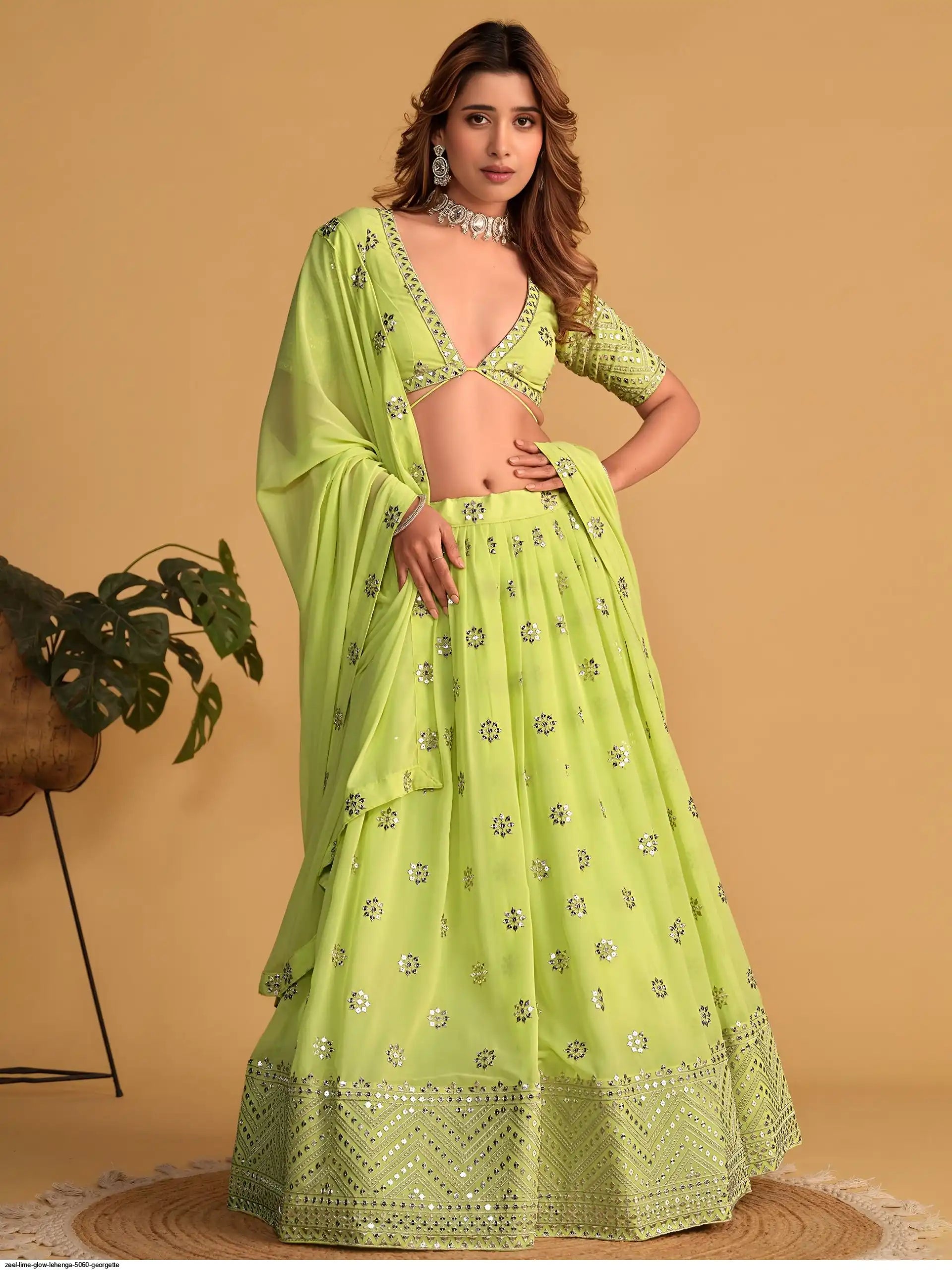ZEEL LIME GLOW LEHENGA 5060 GEORGETTE