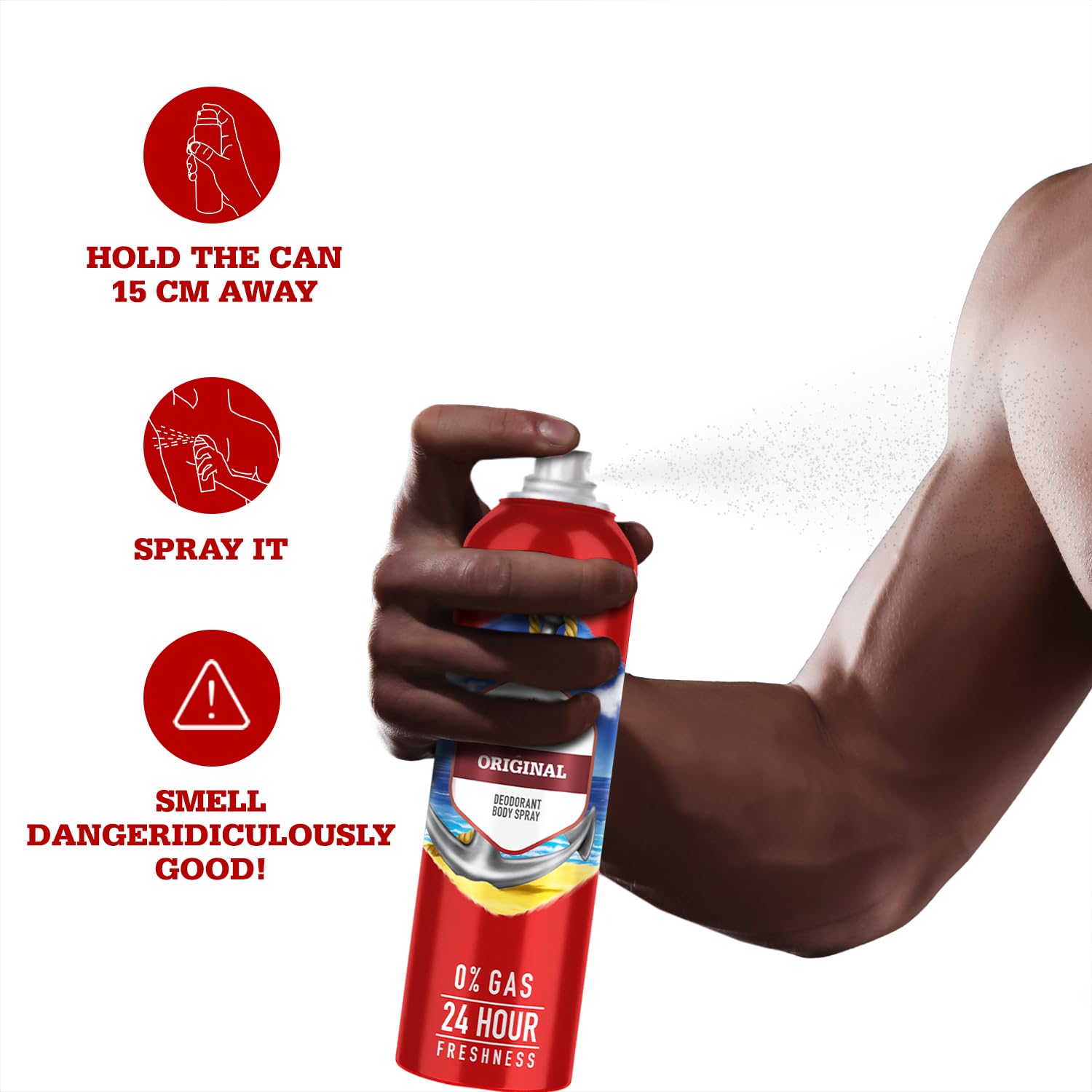 Old Spice Original No Gas 24 hour Long Lasting Freshness Deodorant Perfume Body Spray For Men, 140ml