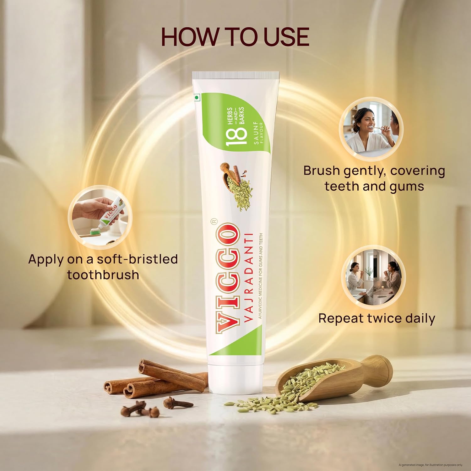 Vicco Vajradanti Paste in Saunf Flavour I With 18 Ayurvedic Herbs & Barks I Fennel Freshness I Healthy Gums & Long-Lasting Breath Protection | 160 gms