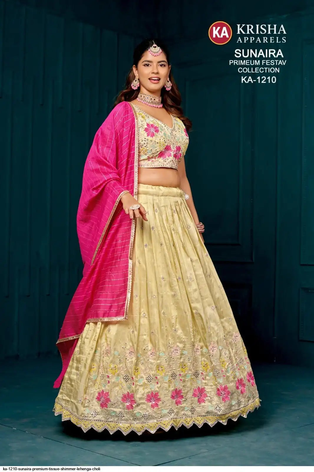 KA 1210 SUNAIRA PREMIUM TISSUE SHIMMER LEHENGA CHOLI SIZE L