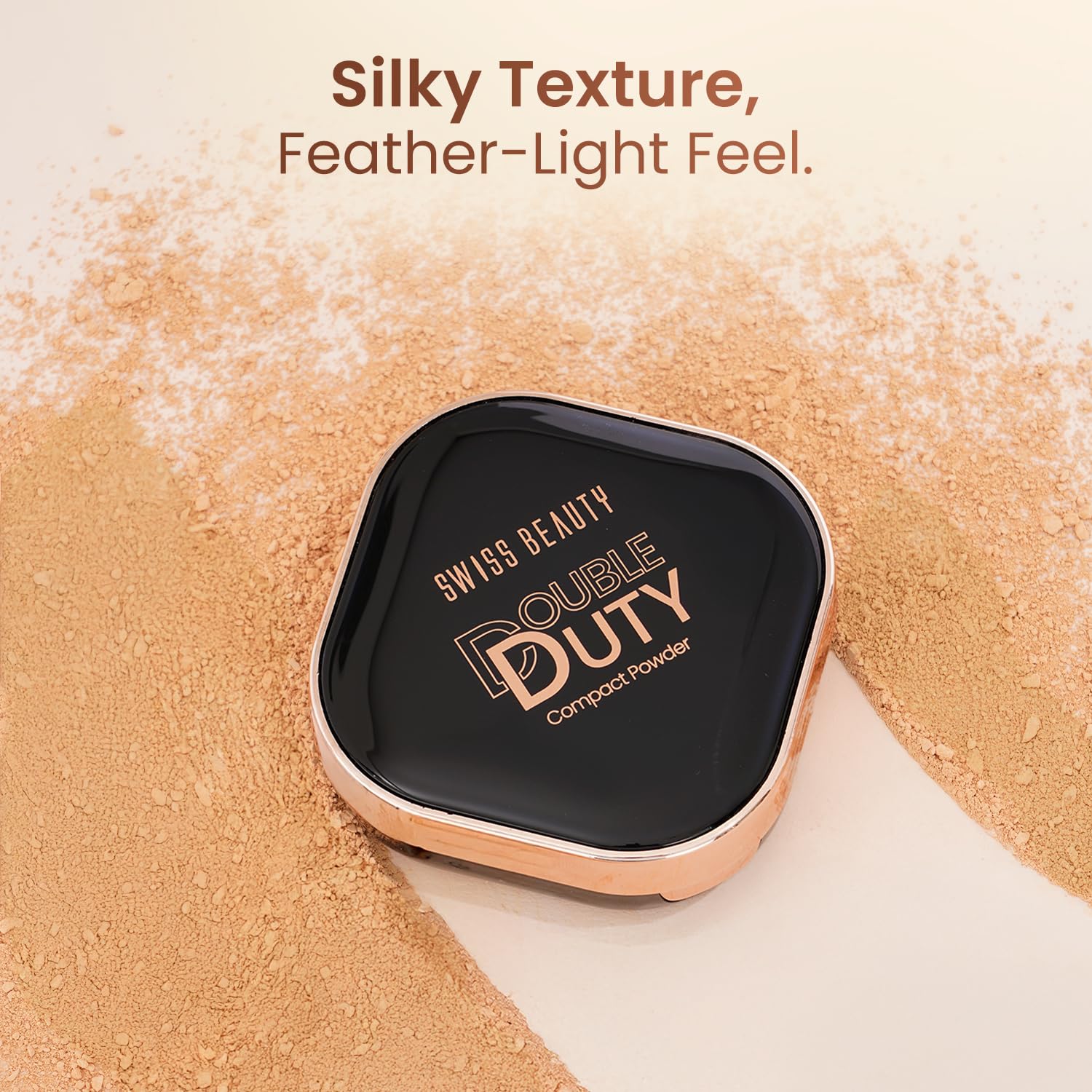 Swiss Beauty Double Duty Compact Powder | 2-in-1 Compact for Day to Night | Buildable Coverage | With Vitamin E & Hyaluronic Acid | 18g, Shade- 3. Medium Honey/Golden Honey