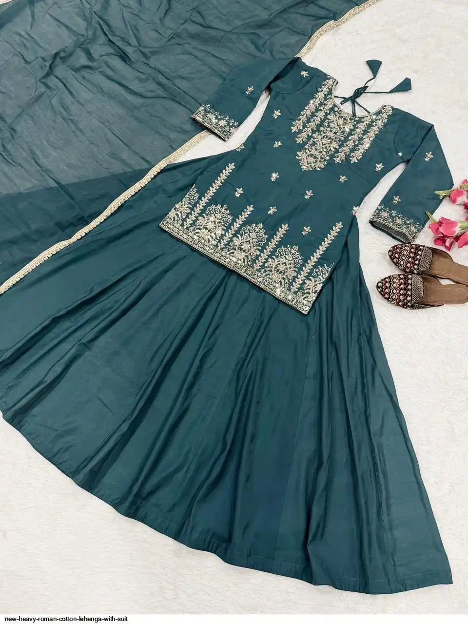 NEW HEAVY ROMAN COTTON LEHENGA WITH SUIT SIZE XL,M,S,L,XXL