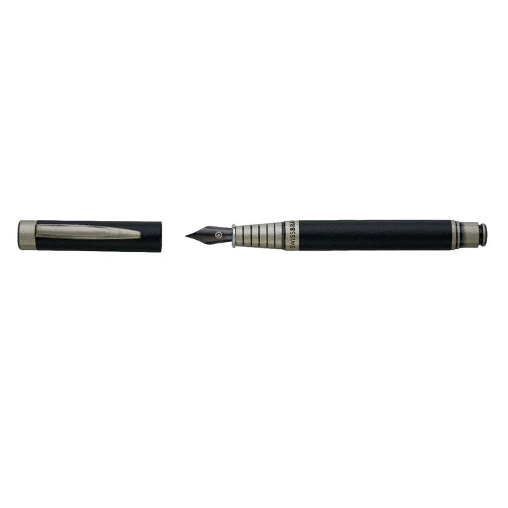 SWISSBRAND Zenith 2507 Matte black Fountain Pen with chrome trim
