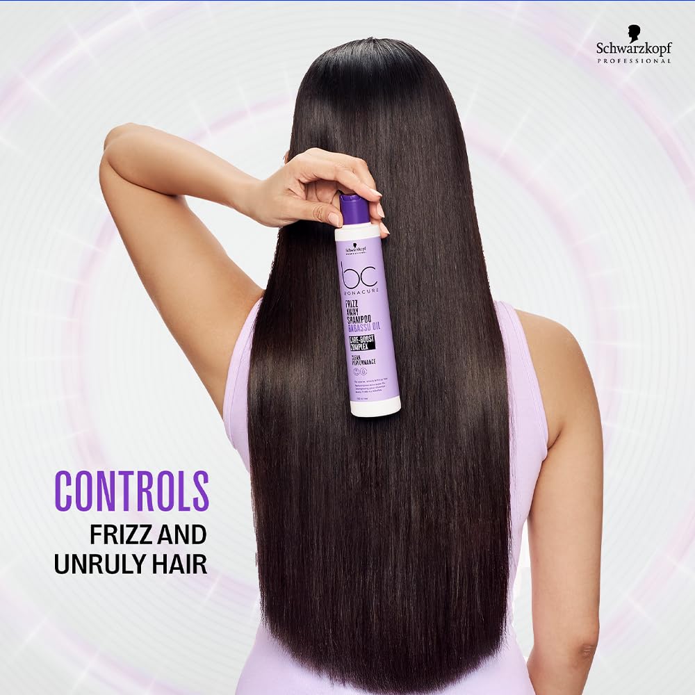 c Professional Bonacure Frizz Away Shampoo For Men & Women | Anti-Frizz & Smoothing Formula with Babassu Oil | Tames Unruly Hair & Enhances Shine (250ml)