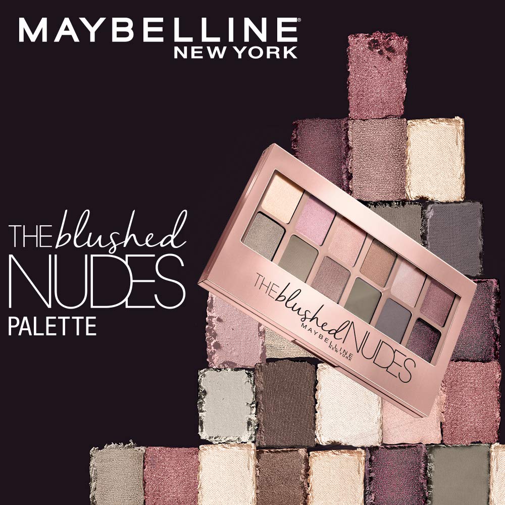 Maybelline New York The Blushed Nudes Eyeshadow Palette - Blush, 12 Highly Blendable Shades, Matte and Sheen Colours. The Blushed Nudes Eyeshadow Palette comes with Highly Pigmented Formula | 9g