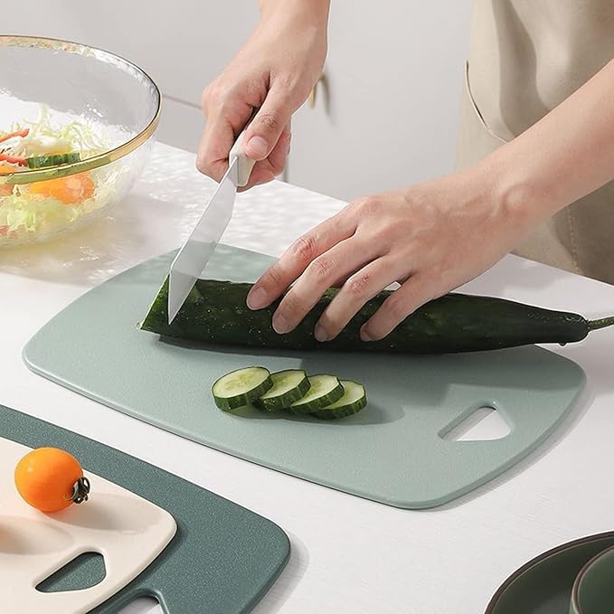 Chopping Board Set of 3 – BPA Free Plastic Cutting Boards | Non-Slip, Dishwasher Safe, Easy Grip Handle & Hanging Hole for Meat, Vegetables & Fruits Cutting Boards for Kitchen