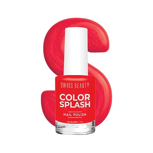Swiss Beauty Color Splash Nail Polish - Long-Lasting, Glossy - 11 ML, Ruby Blaze