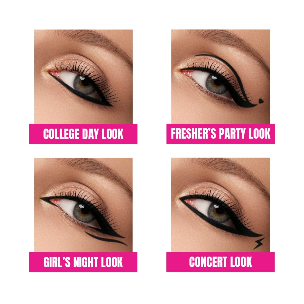 Elle 18 Eye Drama Kajal, Super Black, Smudgeproof & Waterproof, 0.35 G, Matte Finish Pencil (Pack Of 2)