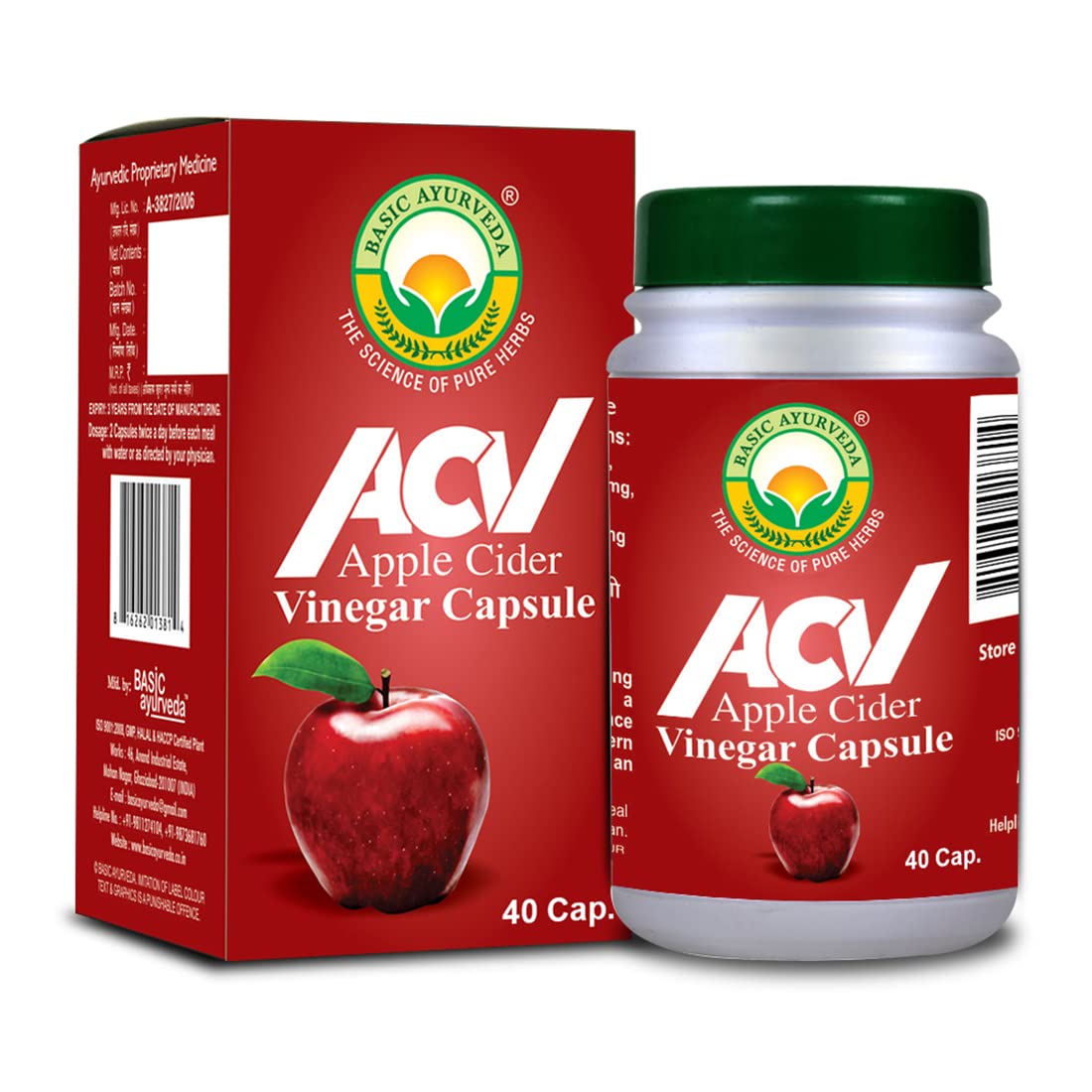 Basic Ayurveda Apple Cider Vinegar Capsule 40 Capsules For digestion, skin health, weight loss