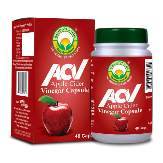 Basic Ayurveda Apple Cider Vinegar Capsule 40 Capsules For digestion, skin health, weight loss