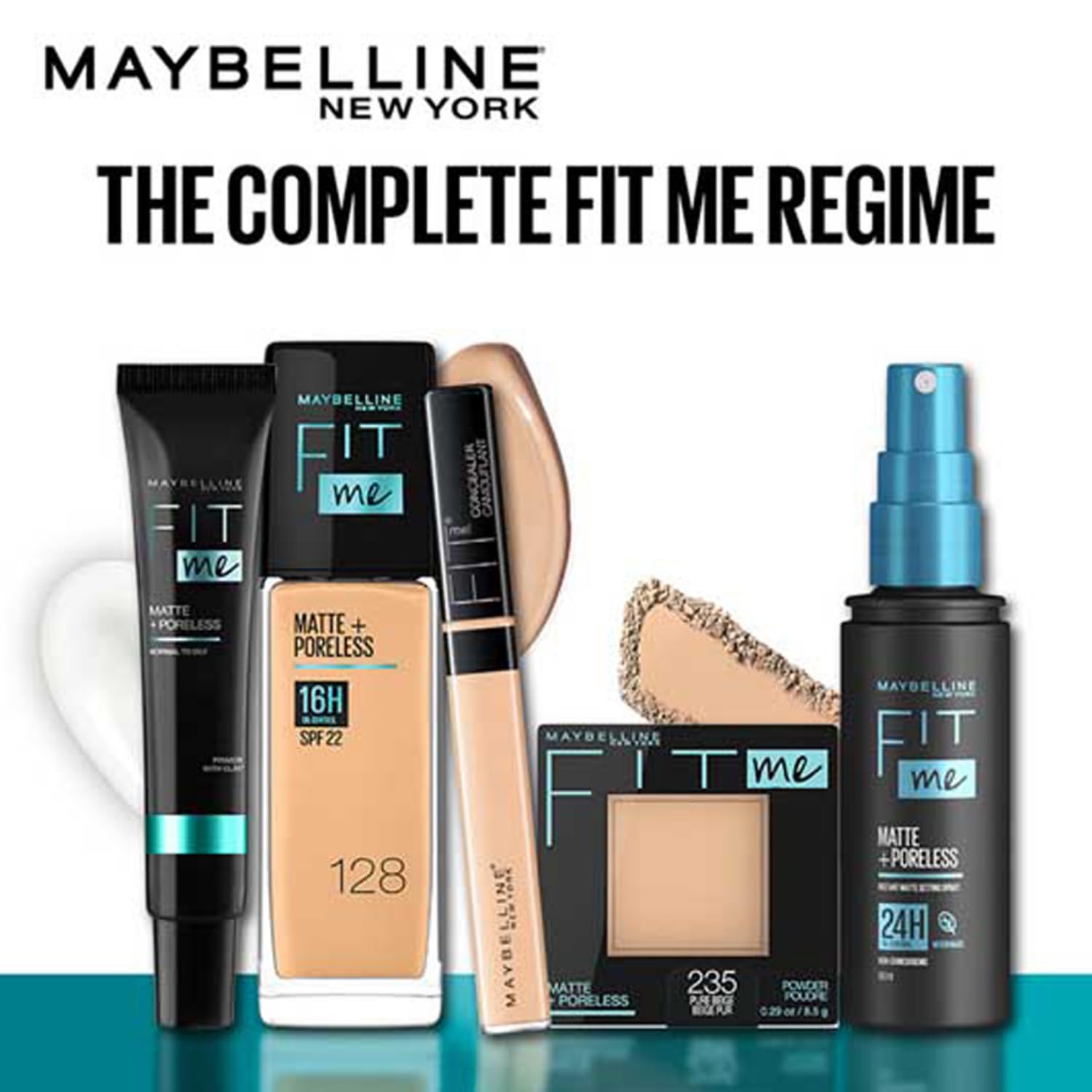 Maybelline New York Fit Me Matte Poreless Pressed Face Powder. Natural, poreless finish with long-lasting shine control, Pressed Powder that absorbs oil to mattify skin - Classic Ivory | 8.5gm