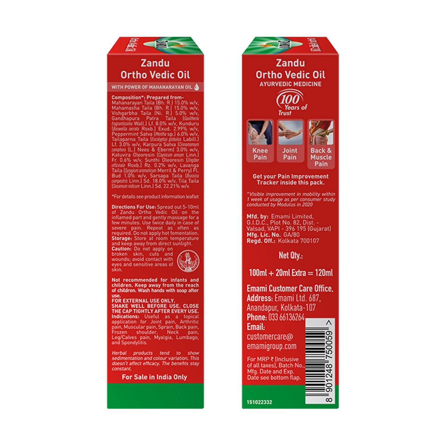 Zandu Ortho Vedic Knee & Joint Pain Oil - 120 ml